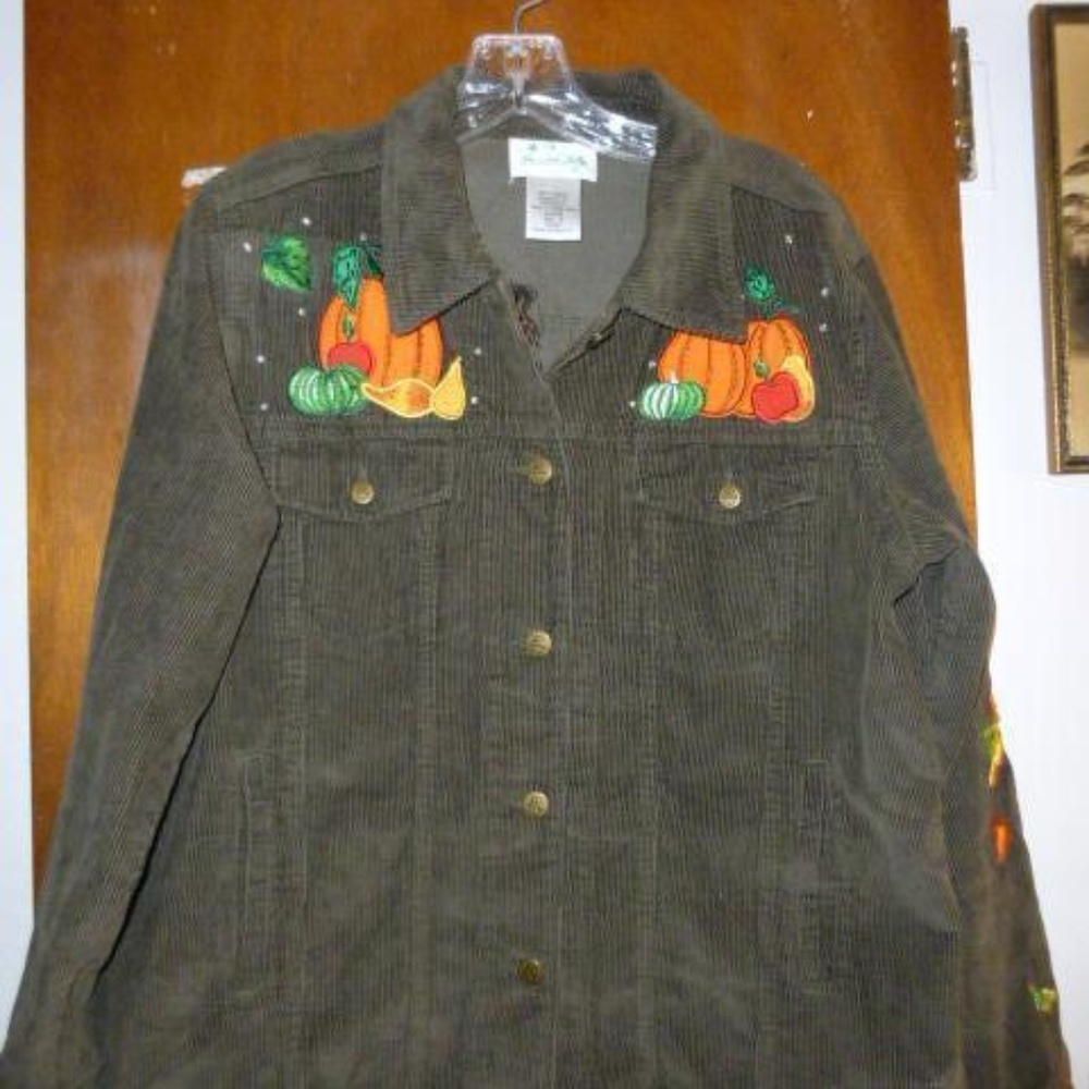 Quacker Factory Brown Corduroy Pumpkin Jacket S